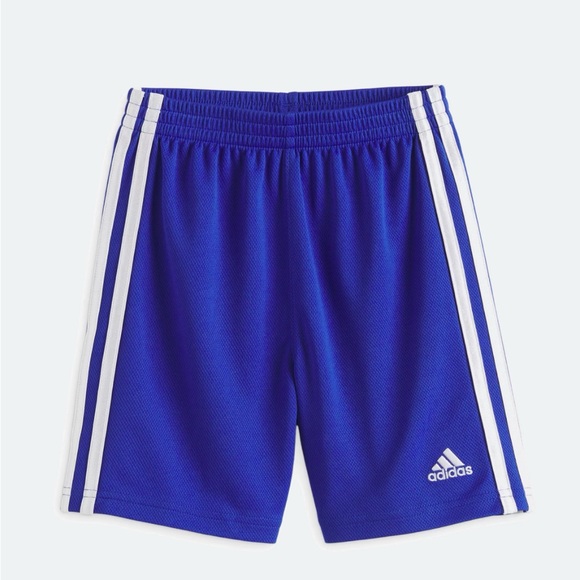 Adidas Boys Blue Classic Three Stripe Shorts - Picture 1 of 4